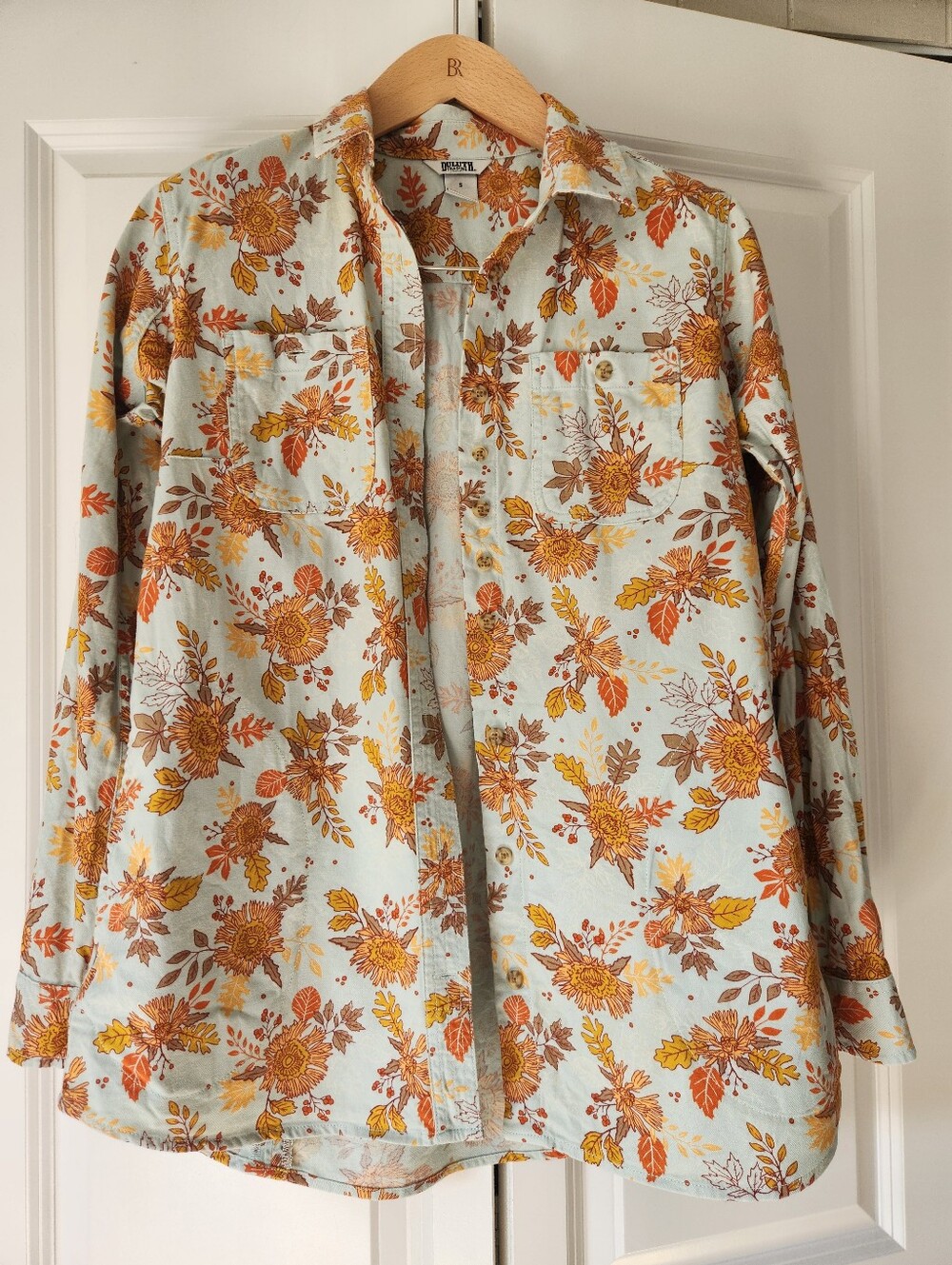 Duluth Trading Co Women's Floral 100% Cotton Button Down Shirt S